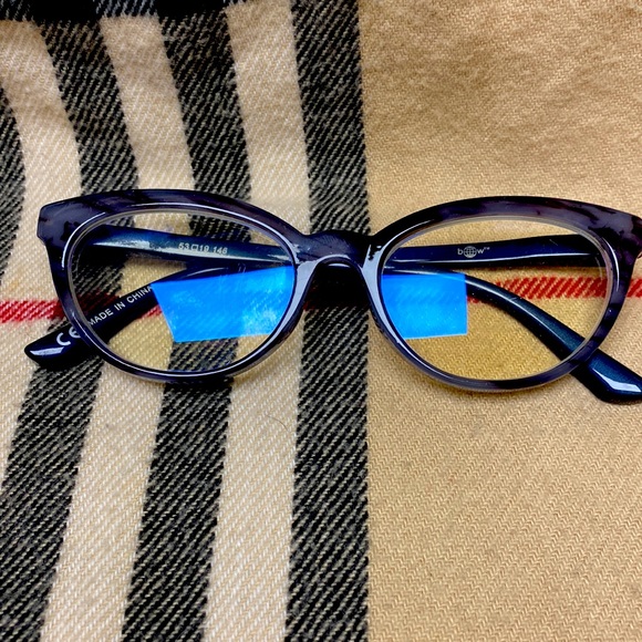 Gray Metallic Paint CatEyeFramesBlue LightBlockClearLensesEyeglasses NeverUsed - Picture 10 of 12